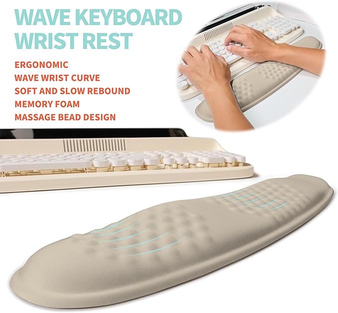 KUOSGM 2-in-1 Ergonomic Set, Wave Rise Keyboard Wrist Rest and Massage Bulge - Image 2