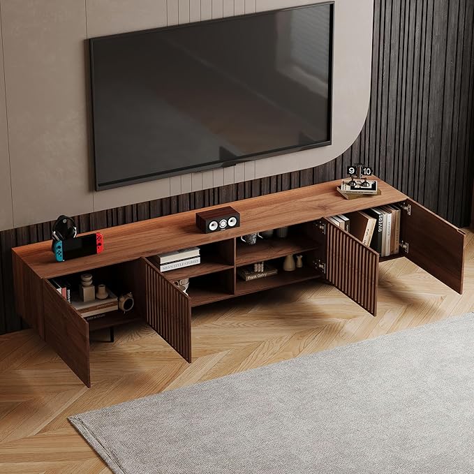 gaoyangjiaju 94.48" Mid-Century Modern TV Stand, Walnut Media Console - Image 3