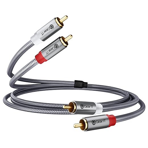 GEARit RCA Cable 2RCA Male to 2RCA Male Stereo Audio Cables Shielded Braided by GEARit