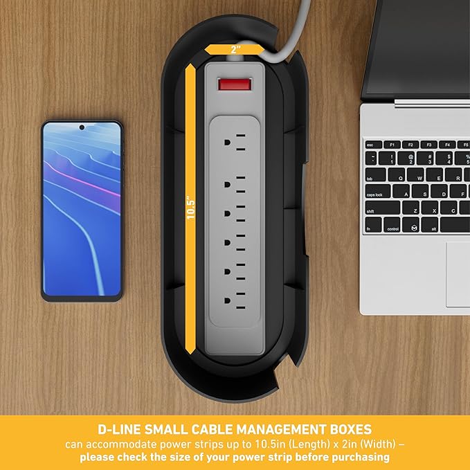 D-Line Cable Management Box, Power Strip Cover, Floor Outlet Hider, Desk Cord - Image 3