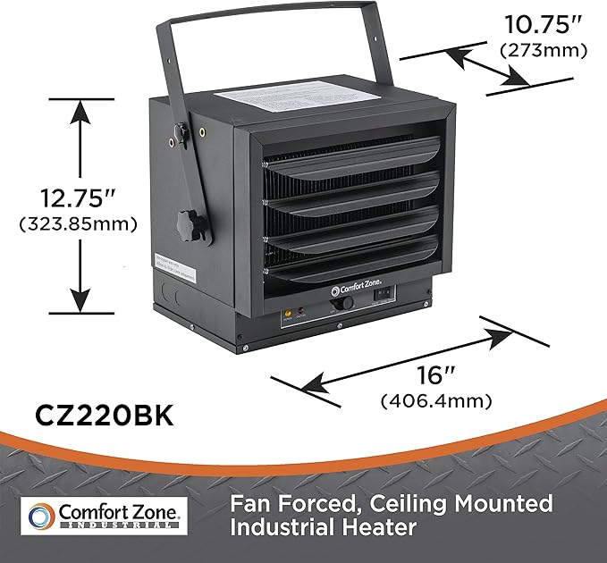 Comfort Zone Hard-Wired Ceiling Mount Garage Electric Space Heater, Fan-Forced - Image 6