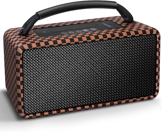 DINDIN Portable Bluetooth Speaker： 80W, 20H Playtime, Wireless Big Wood Boombox by DINDIN