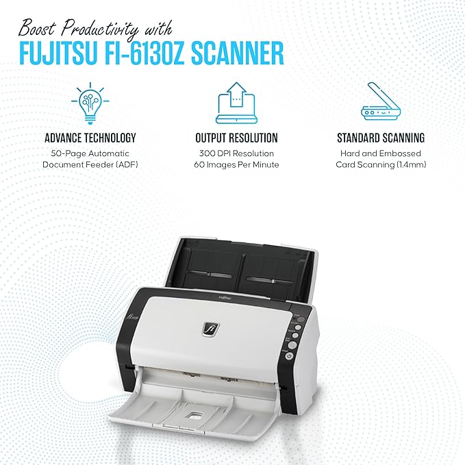 FI-6130Z Fujitsu Duplex Sheet-Fed Receipt Document Scanner - Image 3