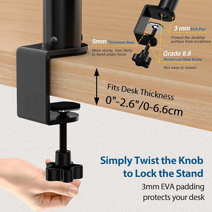 Vondynote Set of 2 Desktop Clamp Speaker Stands Short Studio Monitor Stands - Image 4