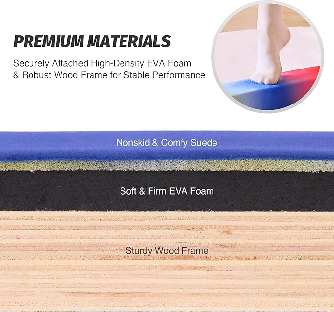 ZELUS 8' Folding Gymnastics Balance Beam, Floor Balance Beam w/Carry Handles - Image 4