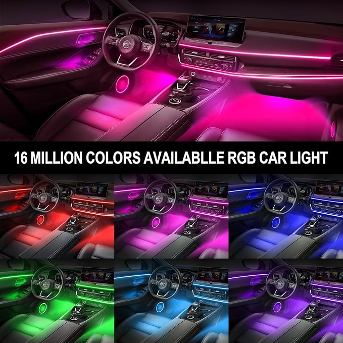 Acrylic Interior Car Lights, WEBUPAR Car Accessories 10 in 1 Car LED Strip - Image 3