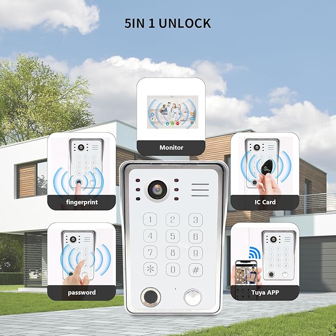 Wired Video Door Phone Kit Apartment Intercom System, 10 Inch Touch Screen - Image 4