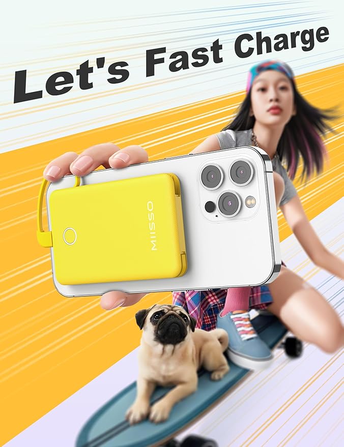 miisso 6000mah Ultra Slim Built in Cables Power Bank, Card Size Built in USB C - Image 7