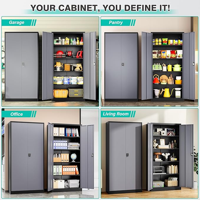 SISESOL Wide & Deep Metal Storage Cabinet - Image 5