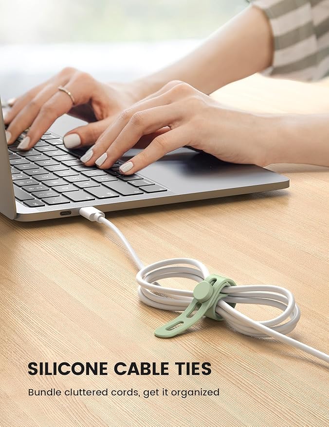 Lamicall 30Pack Silicone Cable Ties Cord Organizer, Home Decor Organizer Ties - Image 2