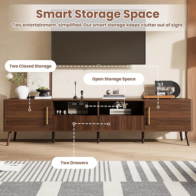 Merax Mid Century 78" TV Stand, Modern Entertainment Center - Image 4