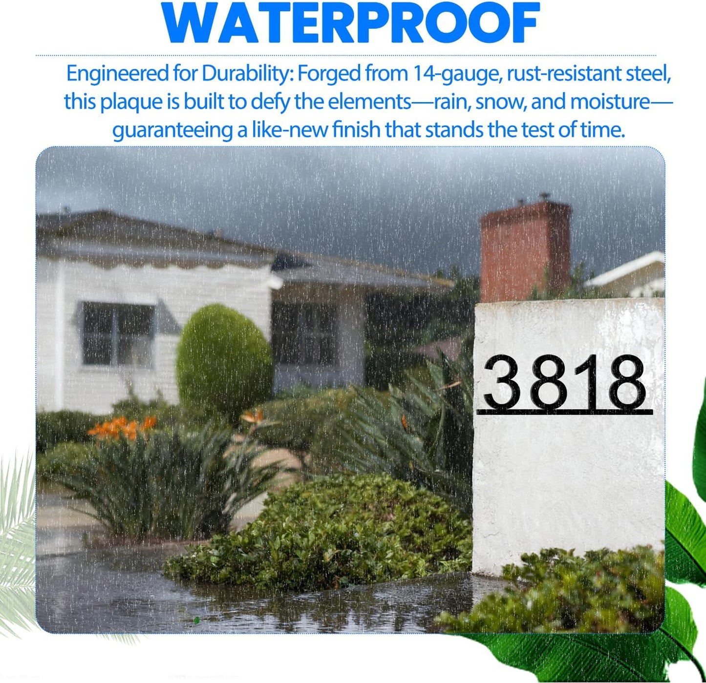 Custom Metal House Numbers Sign for Outside, Personalized Address Number Plaque, 5/8/10 Inch Metal House Numbers, Waterproof Rustproof Address Sign for Front Door, Mailbox, Porch, Exterior Wall