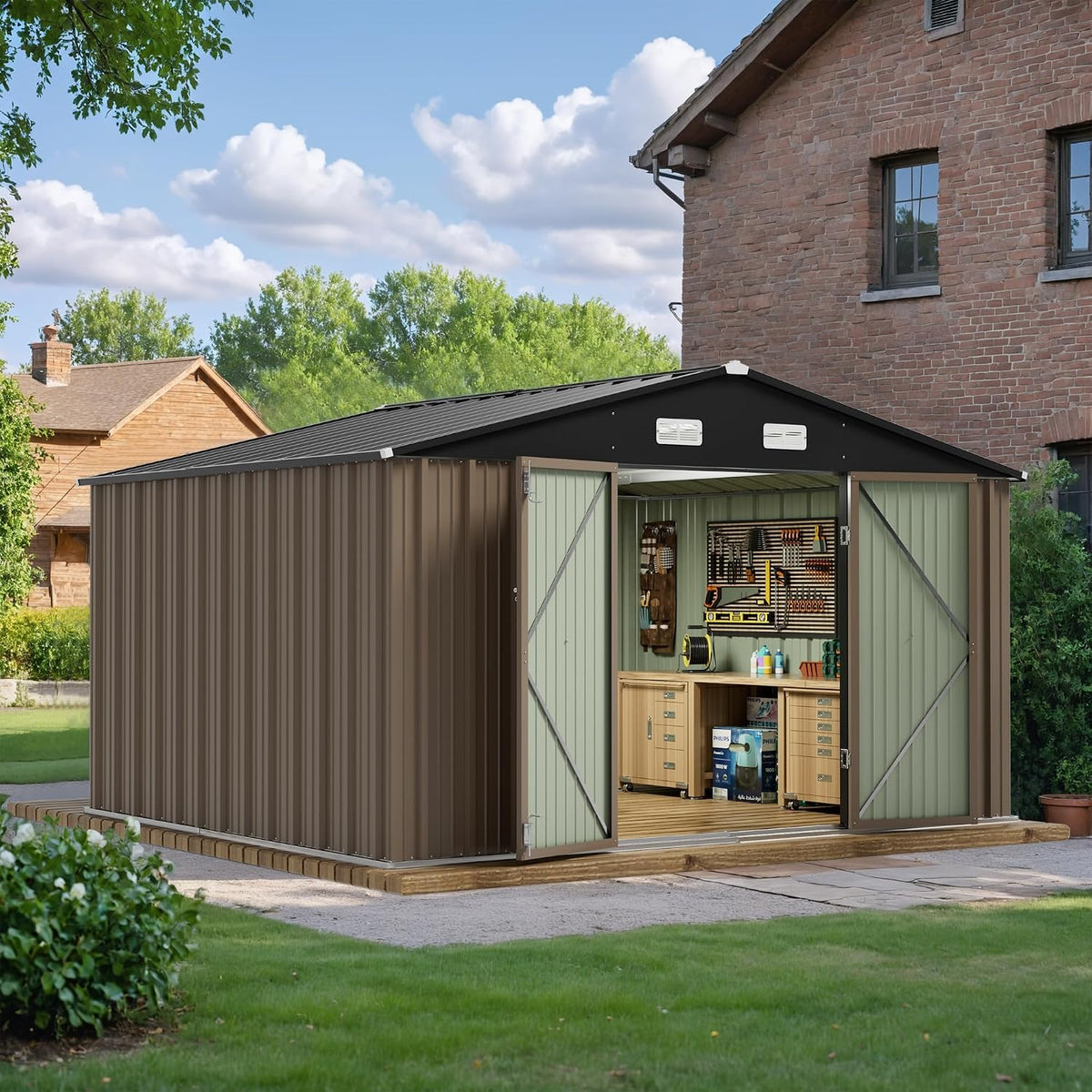 jummico 10 x 8 ft outdoor storage shed, main product view