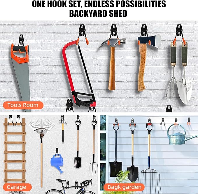 CRXCRC 6-Pack Small Square Heavy Duty Garage Hooks, Utility Room Storage - Image 2