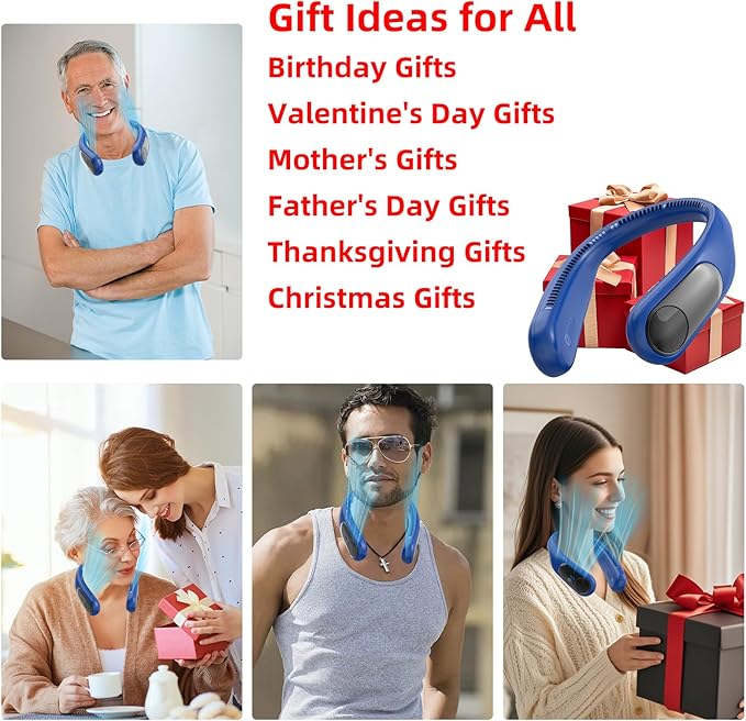 Portable Neck Fan, Personal Wearable Bladeless Fan, LED Display, 6000mAh USB - Image 6