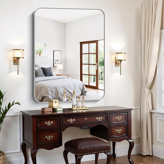FORBATH 36x48 Inch Silver Bathroom Mirror - Image 4