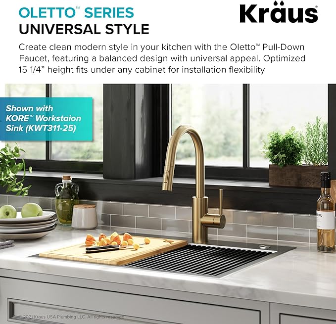 KRAUS Oletto Single Handle Pull Down Kitchen Faucet - Image 2