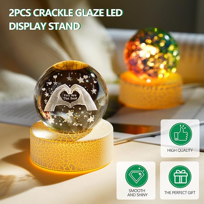 ZEERSHEE 2Pcs Crackle Glaze LED Display Stand - Image 2