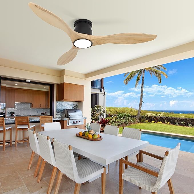 revoici Ceiling Fans with Lights Remote 52inch Solid Amber Color Wood Fan - Image 9