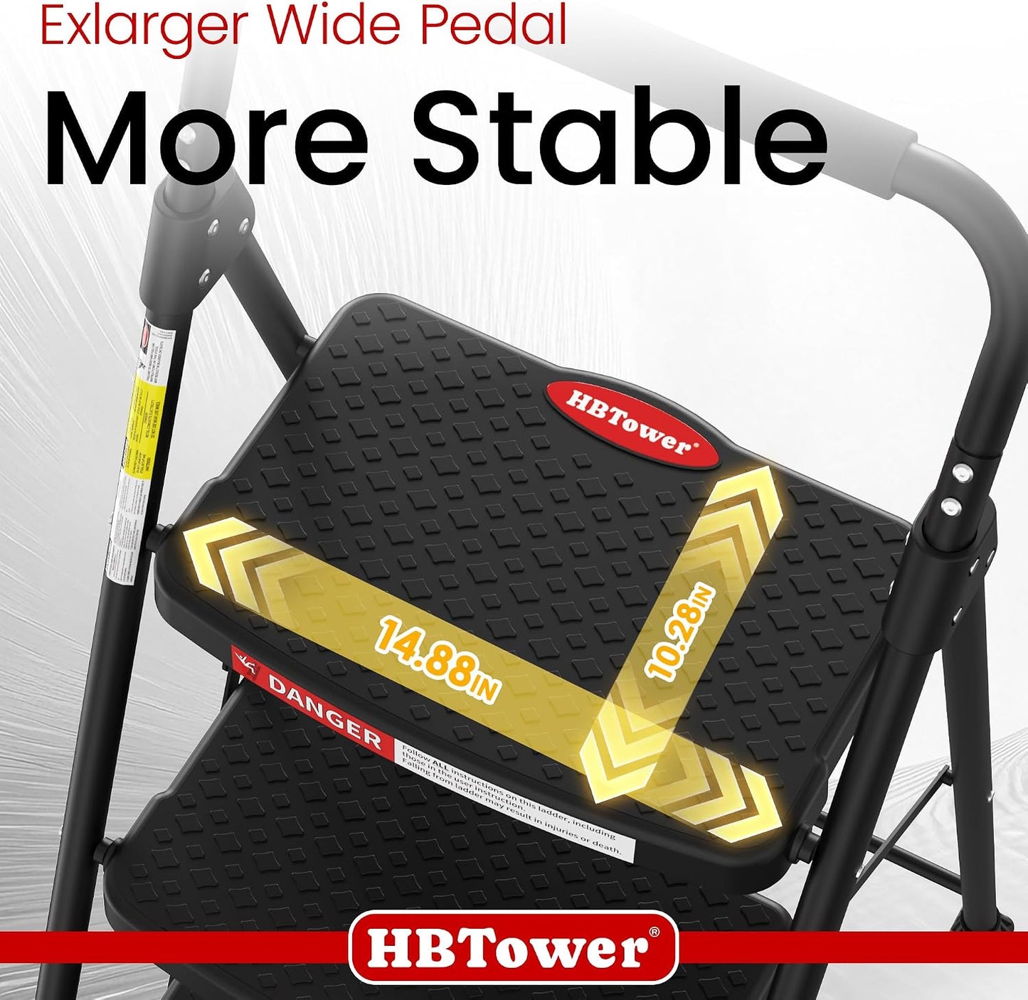 HBTower 4 Step Ladder, Step Stool Foldable with Wide Anti-Slip Pedal | Sturdy Steel Ladders for Home Adults Kitchen