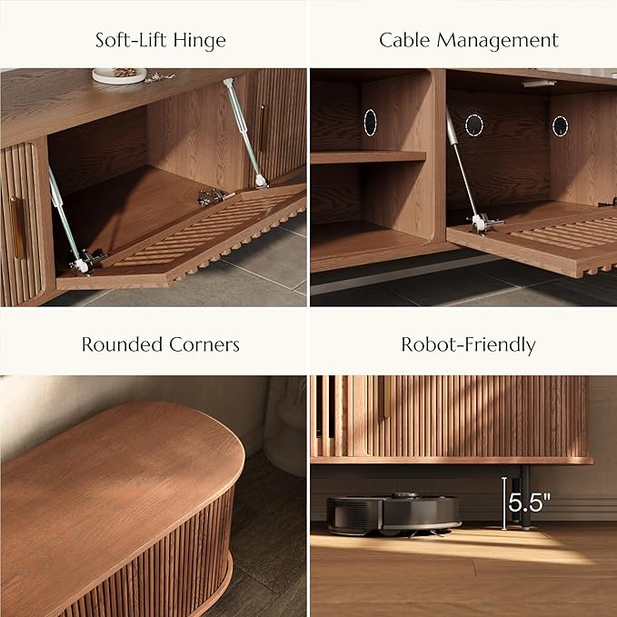 POVISON Fully-Assembled Mid Century Modern TV Stand - Image 3