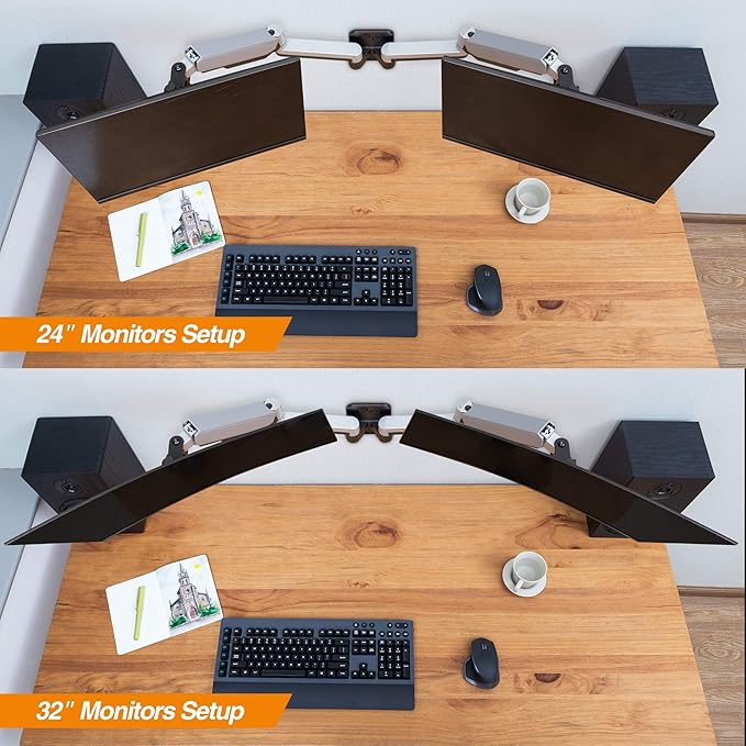 AVLT Dual 13"-32" Monitor Wall Mount fits Two Flat/Curved Computer Screen to - Image 6