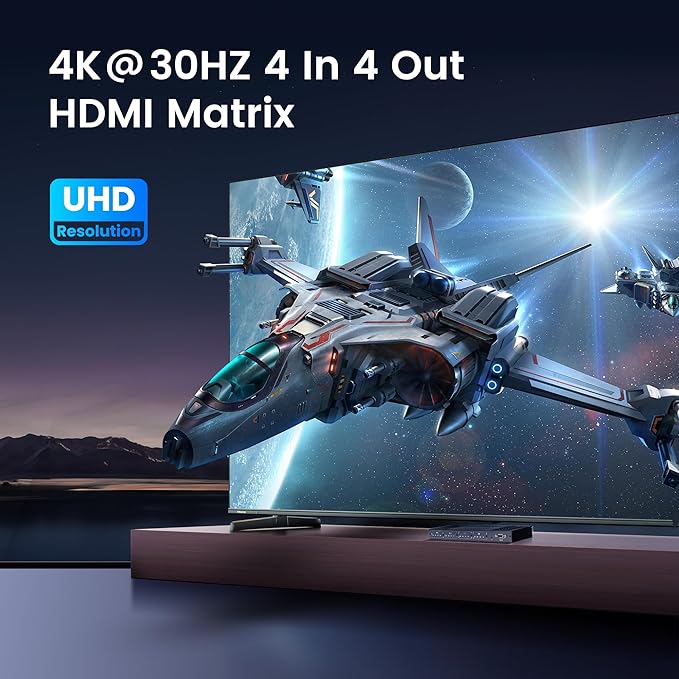 4x4 HDMI Matrix Switch 4K 30Hz, 4 in 4 Out HDMI Switch - Image 4
