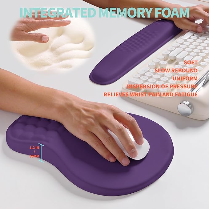 KUOSGM 2-in-1 Ergonomic Set, Wave Rise Keyboard Wrist Rest and Massage Bulge - Image 4