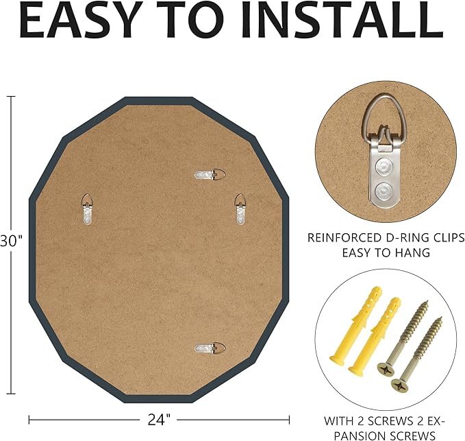 Bathroom Mirrors for Over Sink, Round Frameless Mirrors for Wall, 24x30 Inch - Image 4