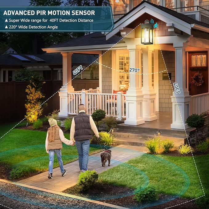 LWSOY Motion Sensor Outdoor Wall Lanterns 2 Packs, Upgrade Dusk to Dawn - Image 2