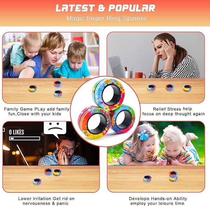 Cevioce 3Pcs Magnetic Rings Fidget Toy Set, Idea ADHD Anxiety Magnetic Fidget - Image 6