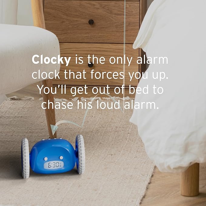 CLOCKY Extra Loud Alarm Clock for Heavy Sleepers on Wheels Rolls Runs Away - Image 8