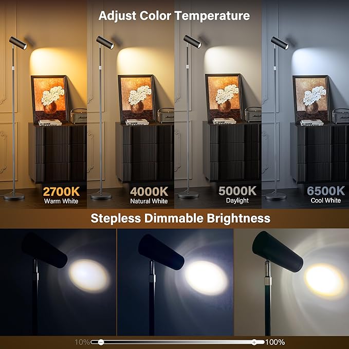 SIBRILLE Spotlight Floor Lamp, Tall LED Standing Lamp - Image 3