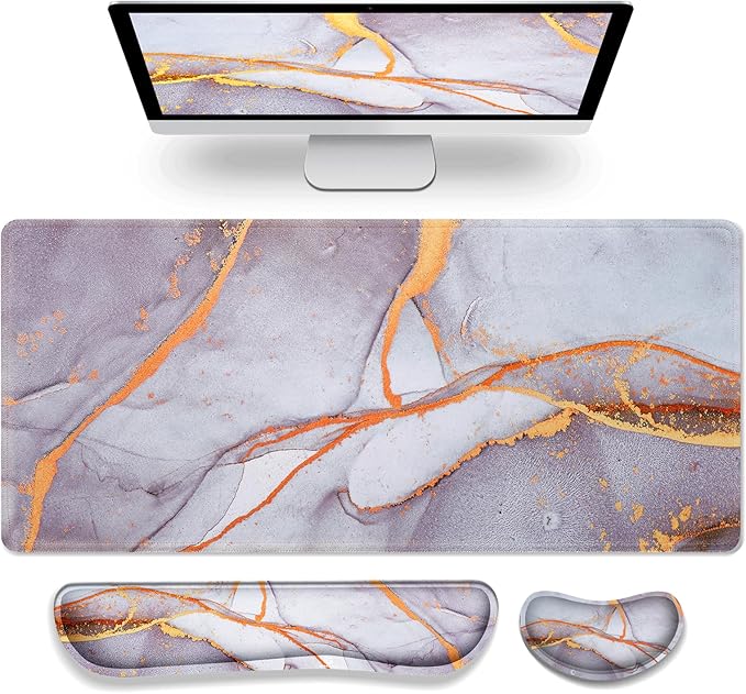 Gimars 4 in 1 Mouse Pad and Keyboard Wrist Rest Set, Large Mouse Pad by Gimars