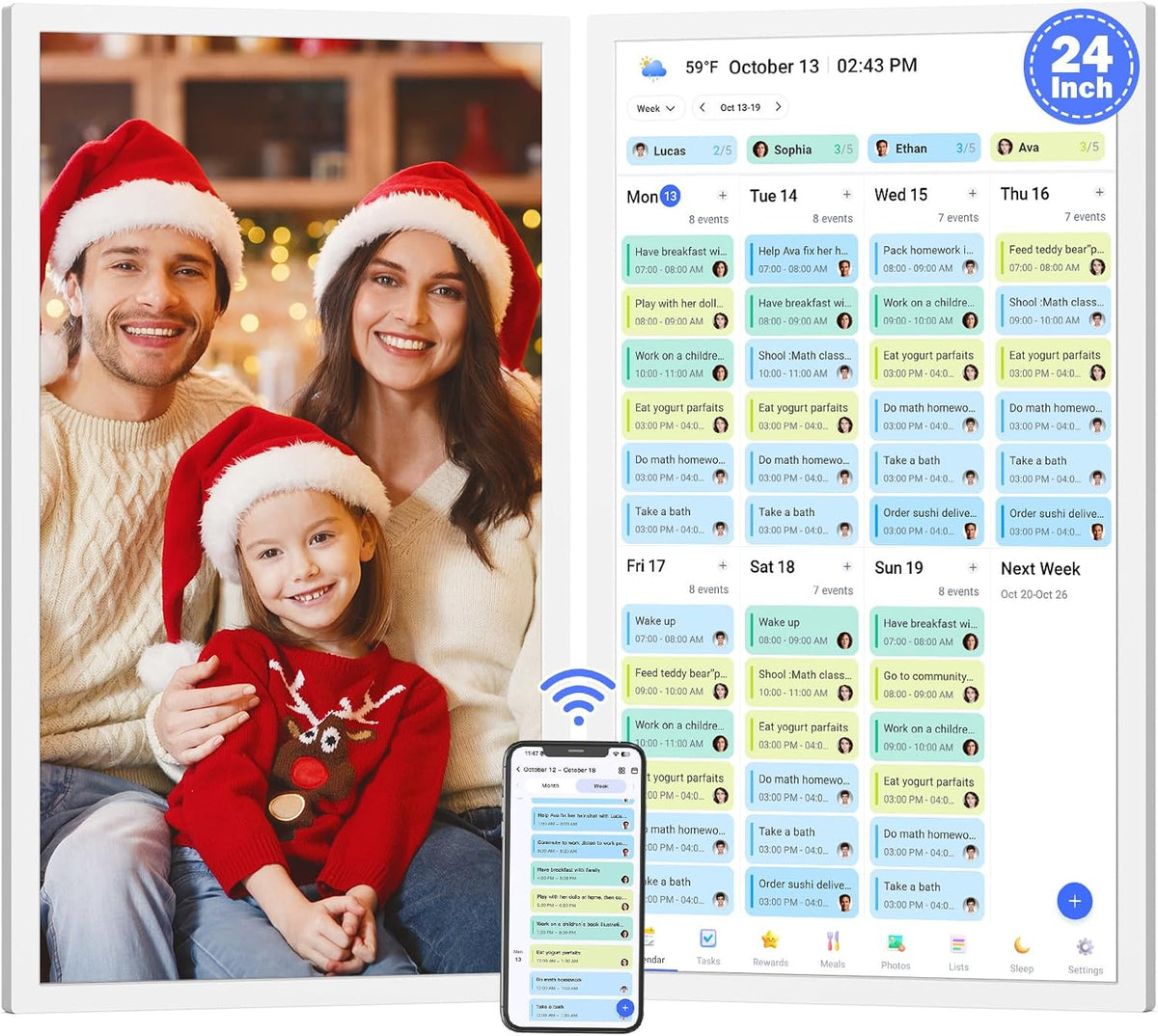 24" Digital Calendar Picture-Frame for-Wall-Planner