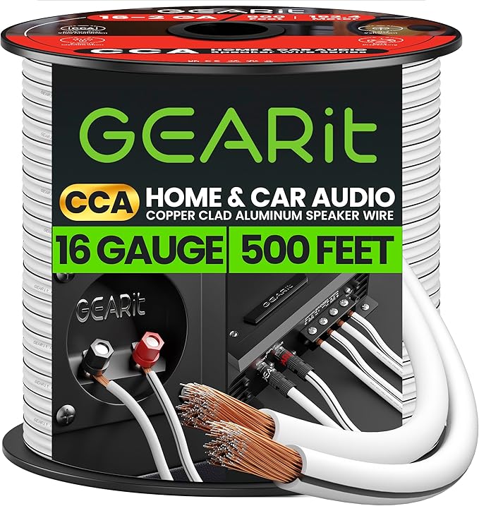 16AWG Speaker Wire, GearIT Pro Series 16 Gauge Speaker Wire Cable Great Use by GEARit