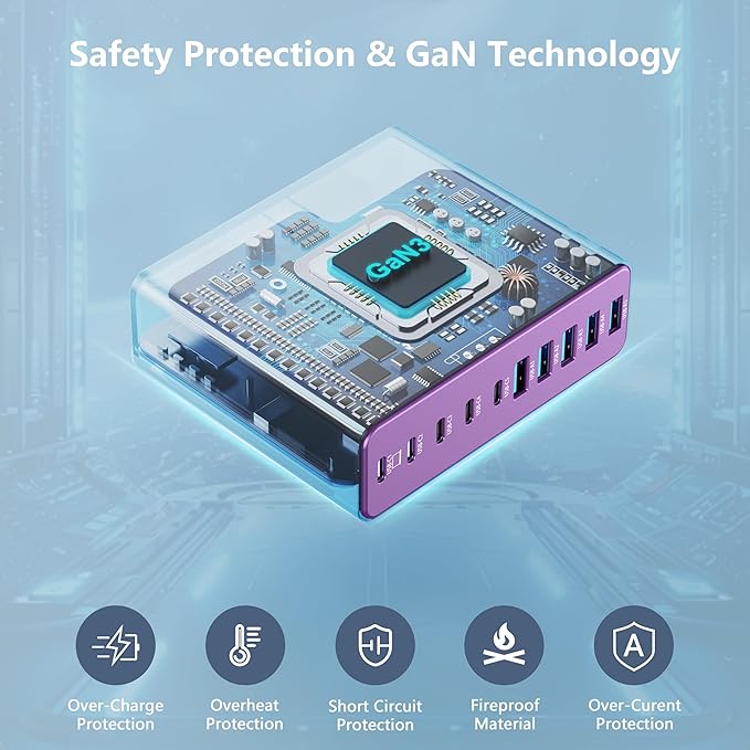 320W USB C Charger Block, 10-Port USB C Charging Station GaN III PD 65W Laptop - Image 5