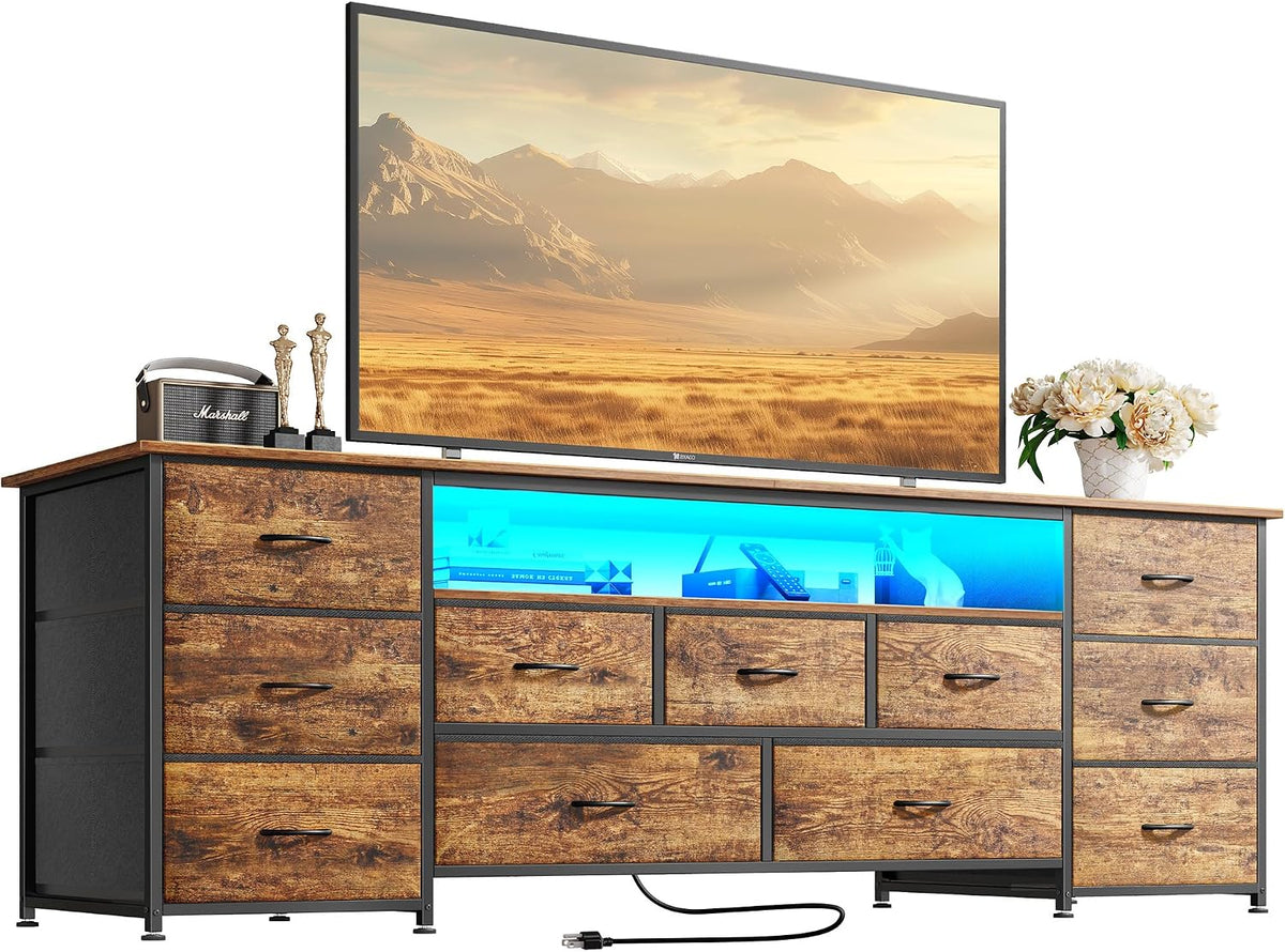 Huuger 63 Inch TV Stand for 65, 70 Inch TV, 11 Drawer Long Dresser