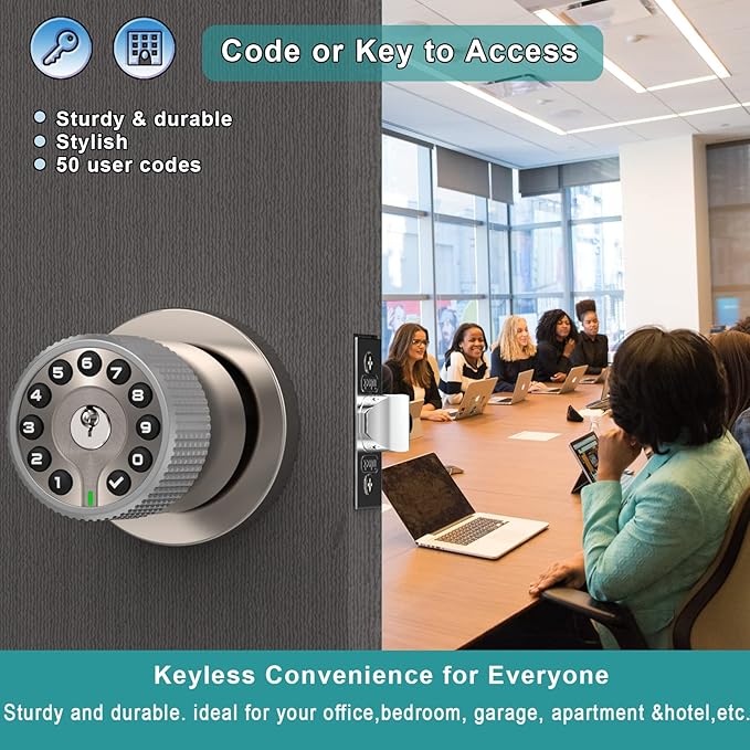 BOTHSTAR Keypad Door Knob with Key, Keyless Entry Door Lock, Code Locks Door - Image 3