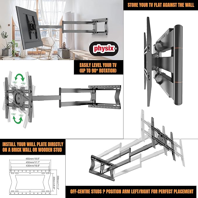 Physix 2120 Long arm TV Wall Mount - Image 4