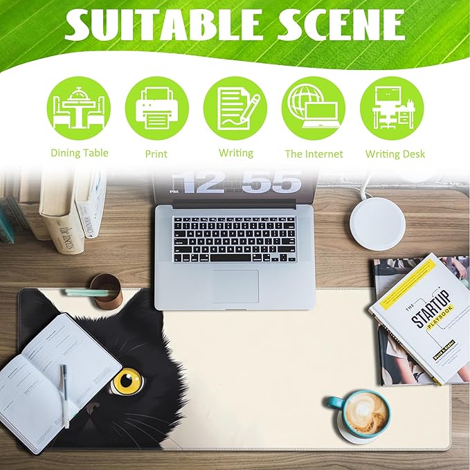 Eflxamz Desk Pad, Cute Cat Large Gaming Mouse Pad - Image 3
