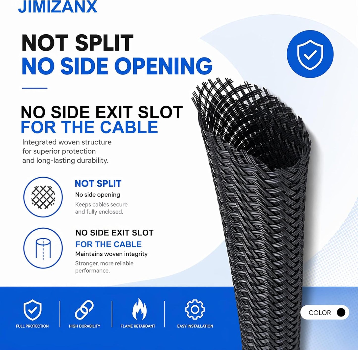 32ft 1" Expandable Cable Sleeving, Braided PET Wire Cover Cord Management | Black PET Braided Flexible Cable Sleeve, Anti-Scratch Wire Loom for Automotive Wire Harness Hydraulic Hose