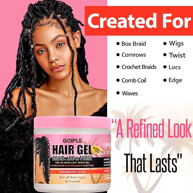 13.4oz Braiding for Twist, No Flake Extra Hold High Shine Braid Gel & Edge - Image 4