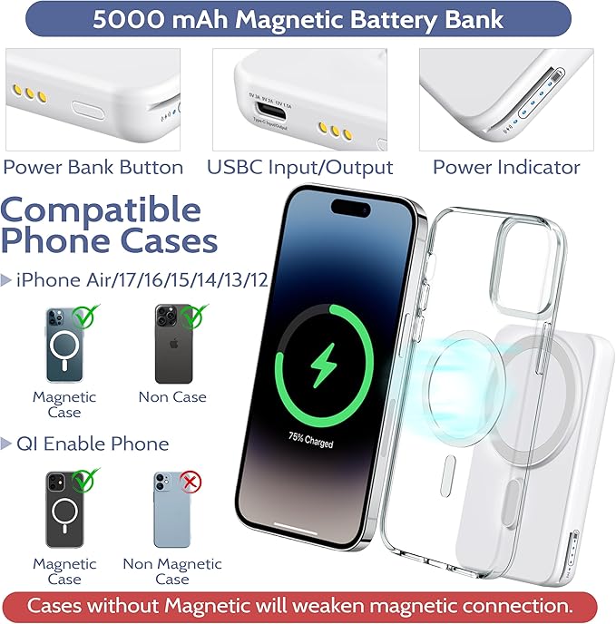 Smtcsl 3-in-1 Wireless Charging Station: Portable 5000mAh Power Bank Charger - Image 3