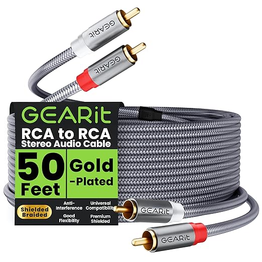 GEARit RCA Cable 2RCA Male to 2RCA Male Stereo Audio Cables Shielded Braided by GEARit