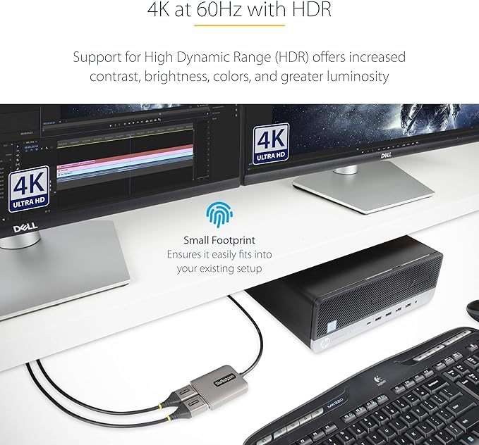 StarTech.com 2-Port DisplayPort 1.4 Splitter, DP to 2x DP Multi-Monitor Adapter - Image 5