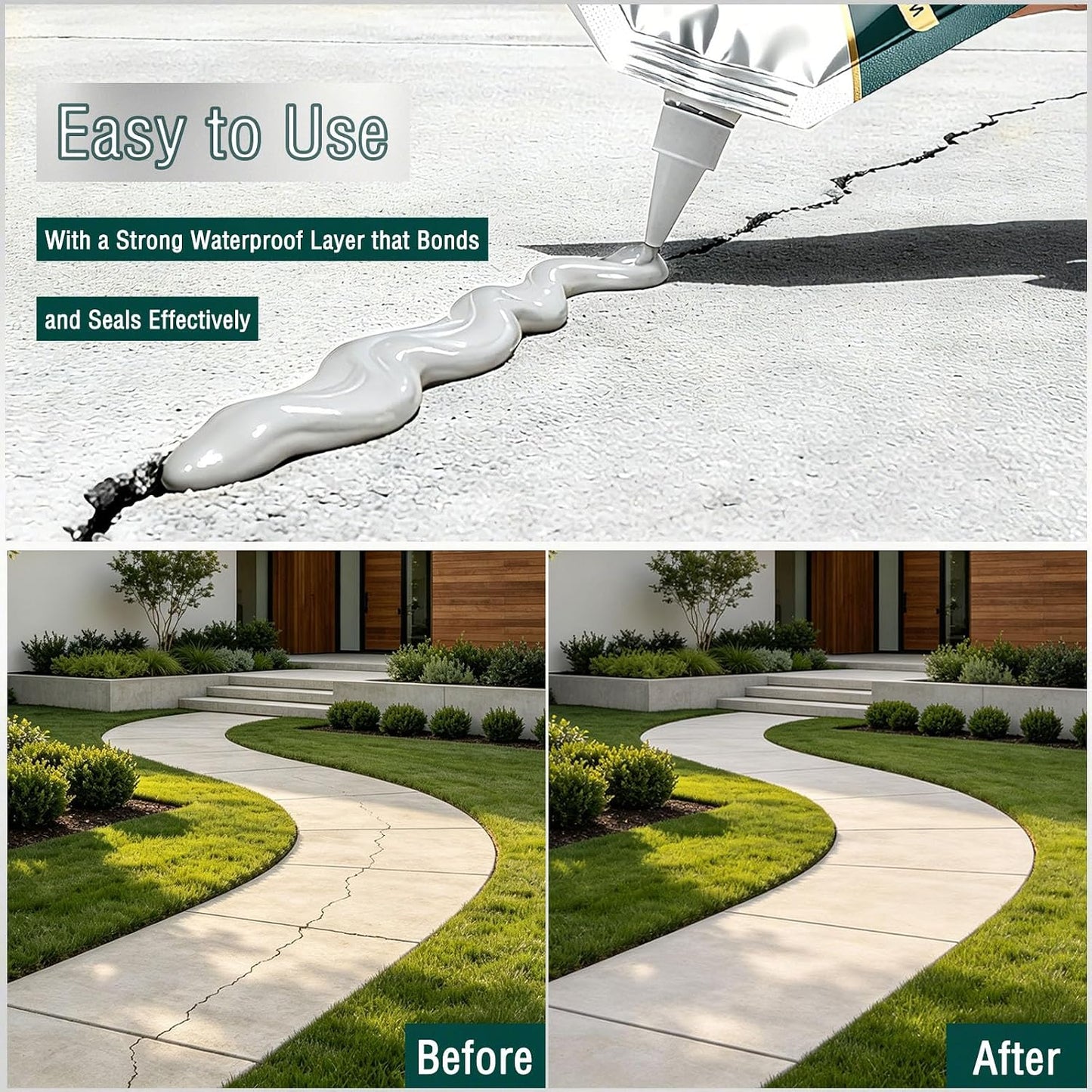 3-Pack Self Leveling Concrete Crack Filler Kit, High Elasticity Asphalt Crack Filler Driveway Sealer, Waterproof Cement Crack Filler Outdoor Caulk for Effectively Repair Concrete Patch - 31.74oz