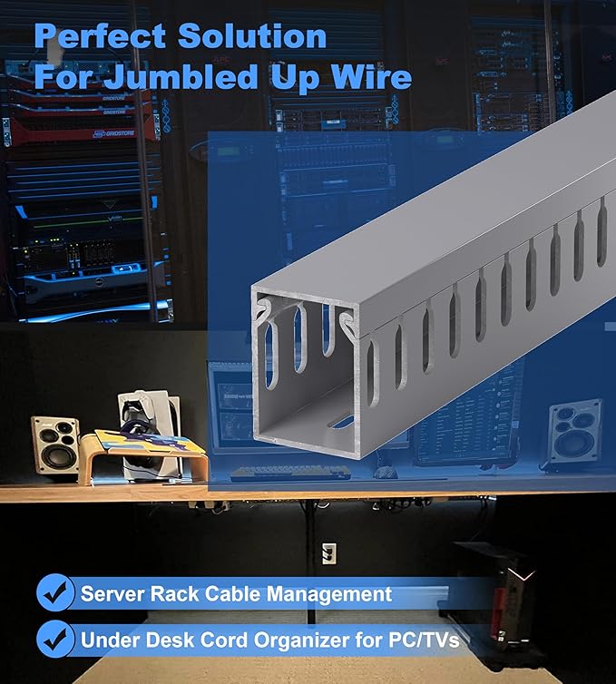 ZhiYo H1.6xW1.2in Cable Raceway, 13.2ft Server Rack Cable Management Under Desk - Image 4