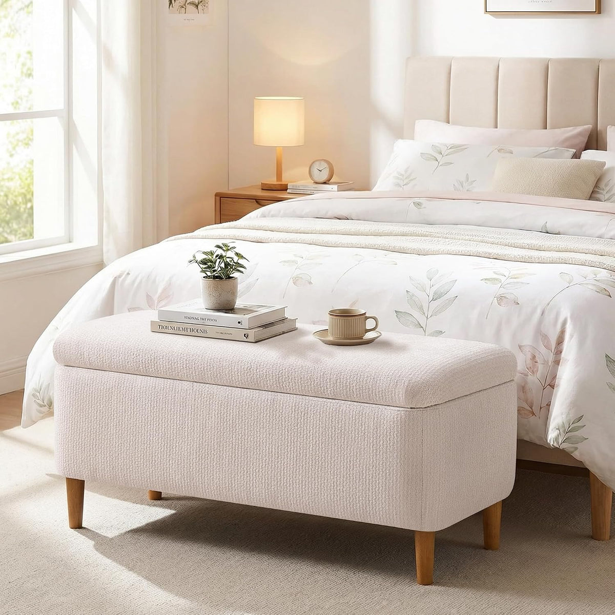 39.4”ottoman with storage,upholstered comfy storage bench ottoman with, main product view