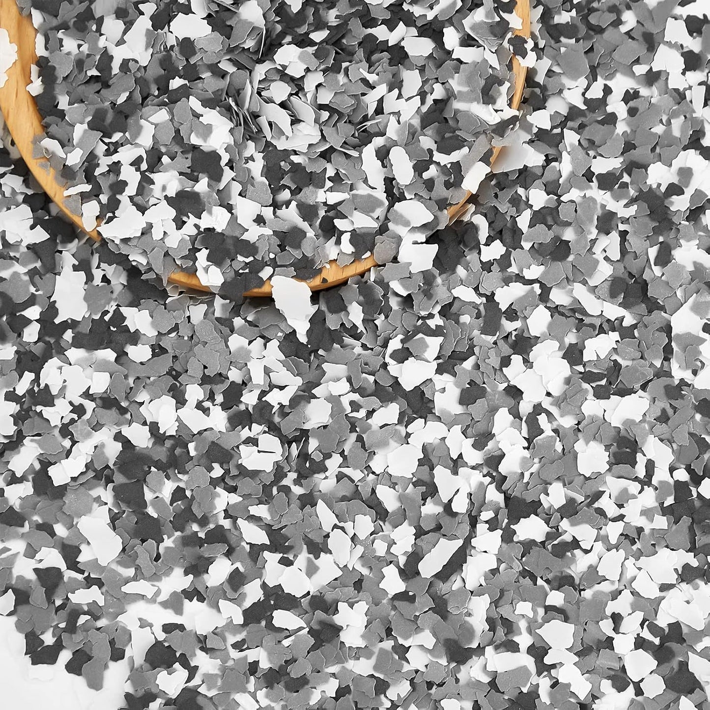 Taiyin 6.17 lb Epoxy Floor Flake, Black White Grey, 2-4 mm | 2.8 kg Blend Decorative Color Chip Epoxy Flakes for Garage Floor, Concrete Coating Paint Flake, Wall Interior Exterior